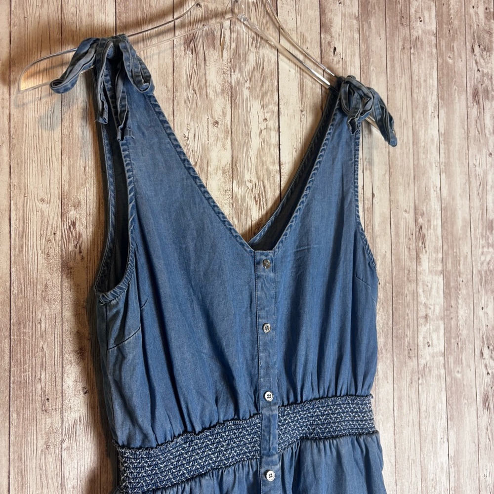 Olive + Oak Chambray Tie-Shoulder Midi Dress - Picture 2 of 8
